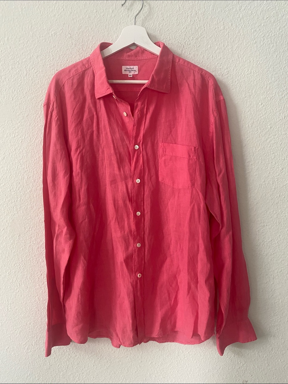 ❤️ Hartford 100% Linen Button Coral Pink Button Down Top Size XXXL